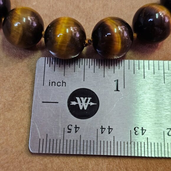 Vintage Tiger's Eye Quartz Single Strand Beaded Necklace - Picture 7 of 7